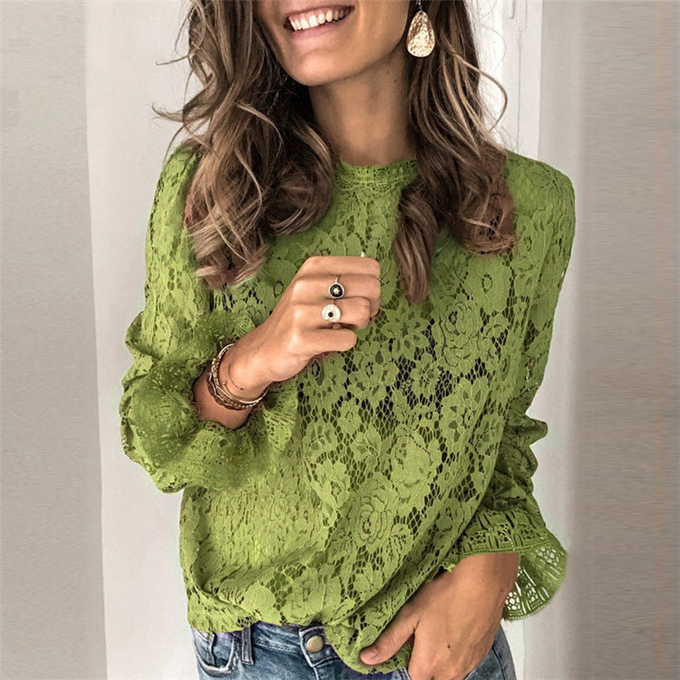Hollow Lace Shirt Top